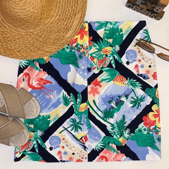 TALBOTS Kitschy Vacation Print A-Line Skirt - Picture 2 of 12